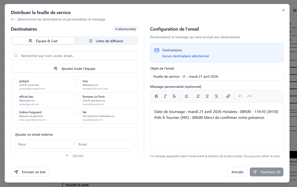 Feuille de service automatique FilmFlow